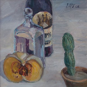 Still Life with Pumpkin and Cactus